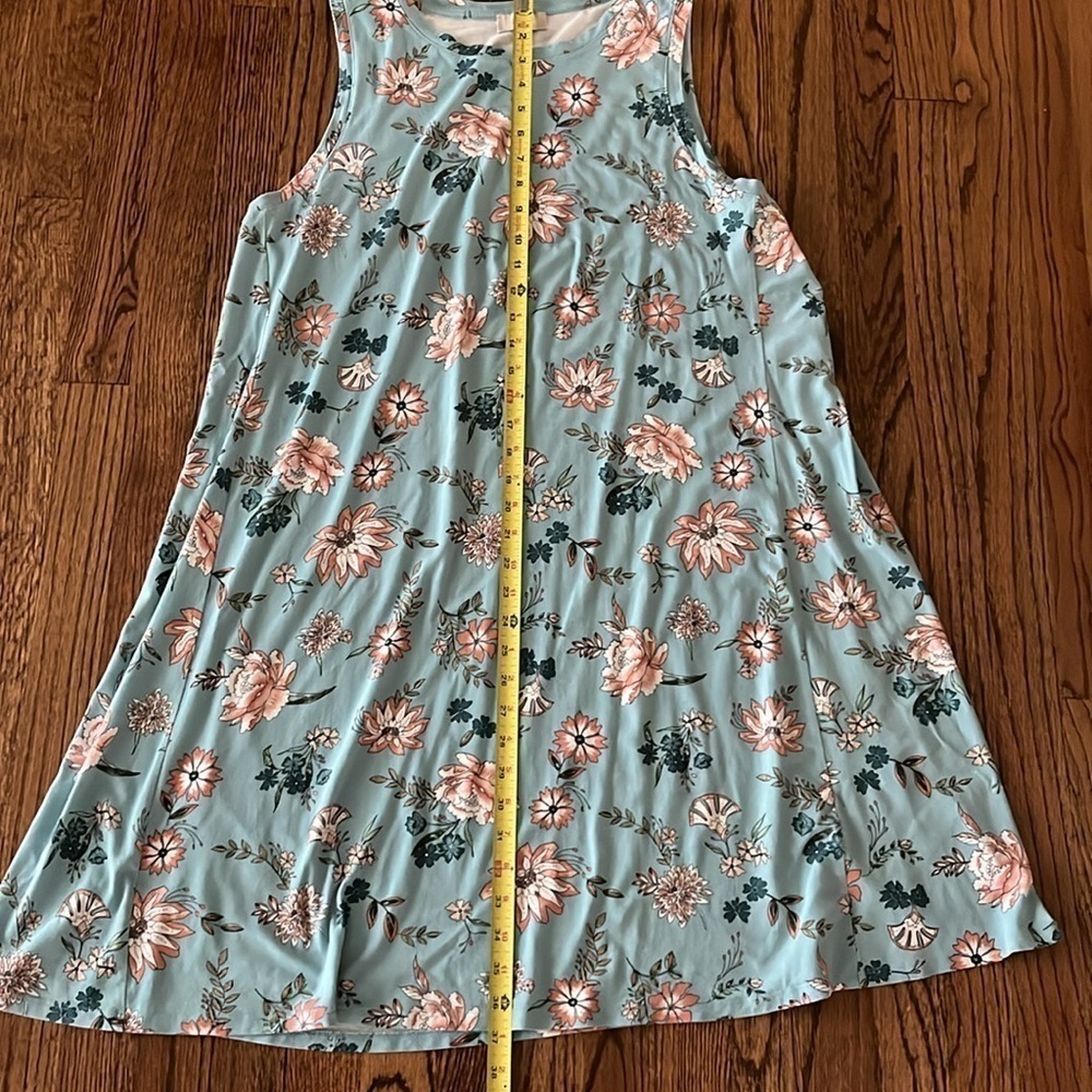 LOFT Tank Dress Floral Print Light Blue Size XL - Picture 7 of 7